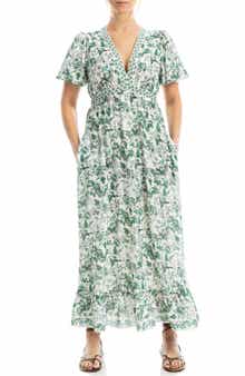 MAX STUDIO Flutter Sleeve Empire Waist Maxi Dress