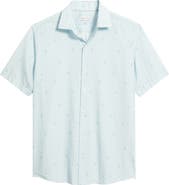 Peter Millar Whitehaven Abstract Print Short Sleeve Cotton & Lyocell Button-Up Shirt
