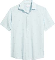 Peter Millar Whitehaven Abstract Print Short Sleeve Cotton & Lyocell Button-Up Shirt
