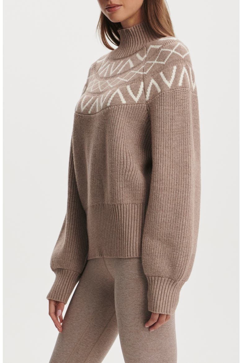 Marcie Fair Isle Mock Neck Sweater, Alternate, color, LIGHT TAUPE MARL