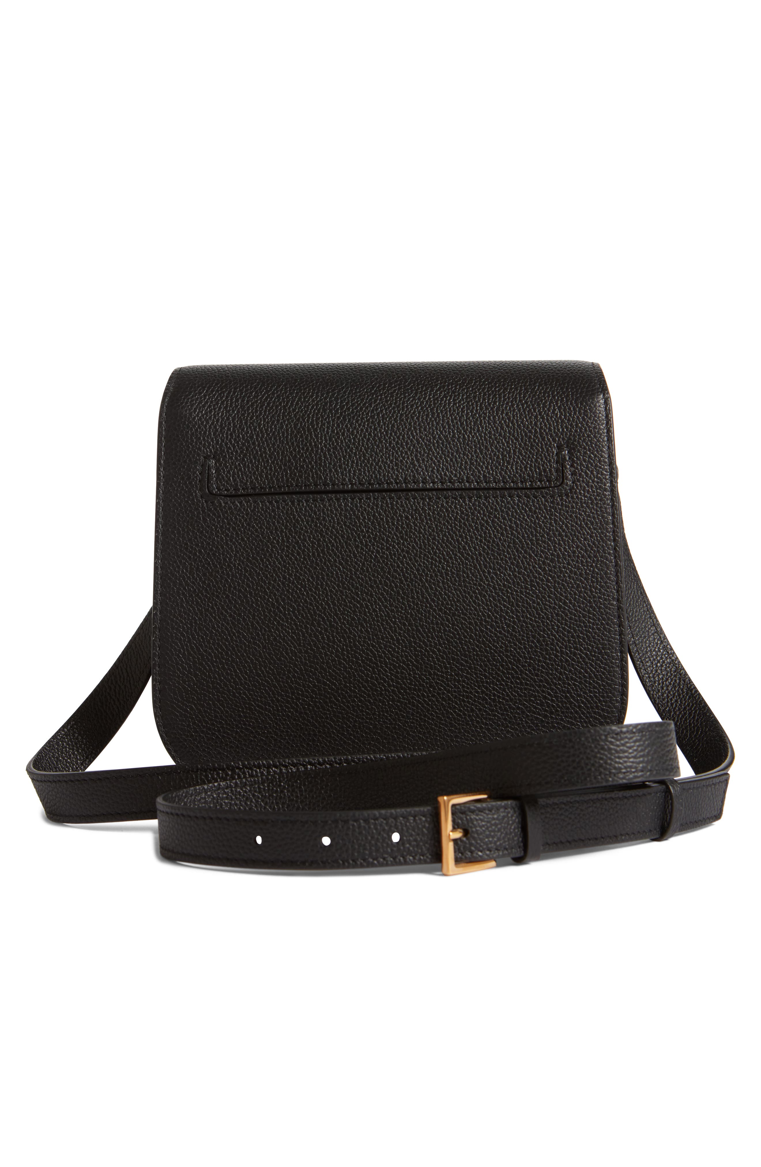 TOM FORD Mini Tara Grained Leather Crossbody Bag, Alternate, color, 1N001 Black