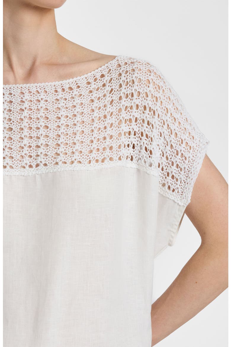 Harmony Crocheted Cap Sleeve Linen Maxi Dress, Alternate, color, Ivory