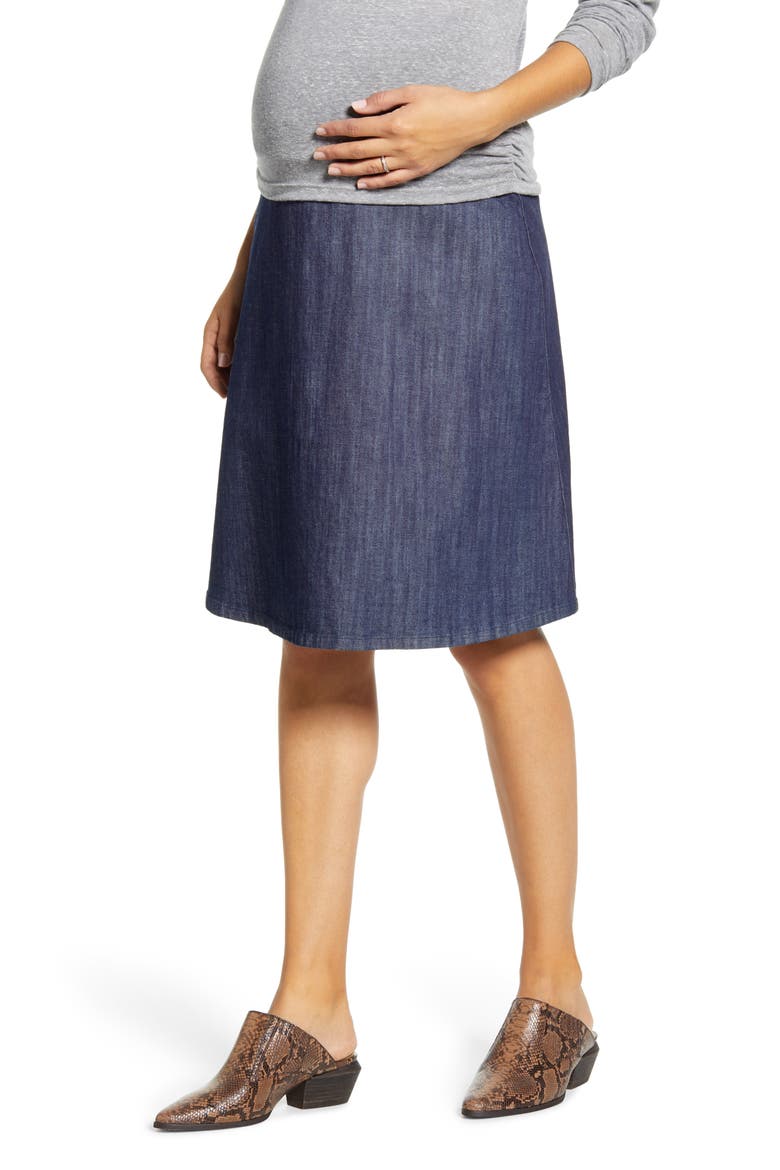 Flared Maternity Skirt, Main, color, MED-INDIGO
