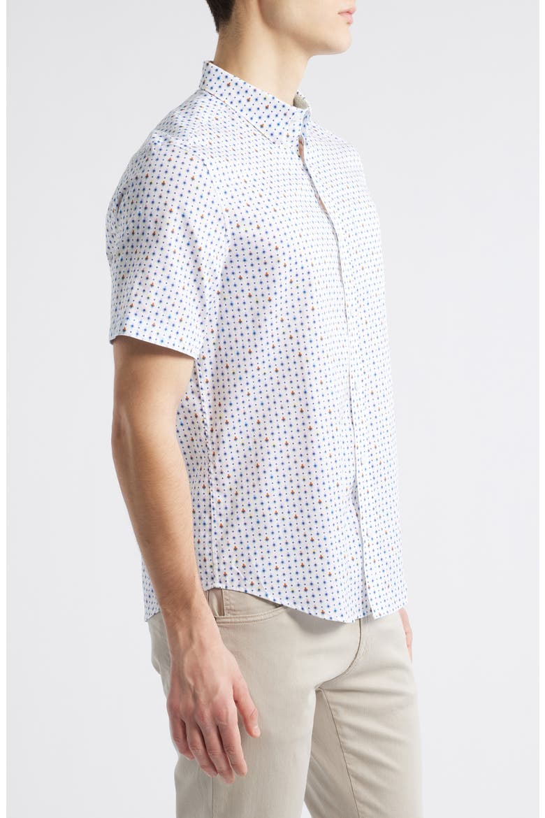 Ditsy Floral Print Short Sleeve Button-Up Shirt, Alternate, color, WHITE MULTI