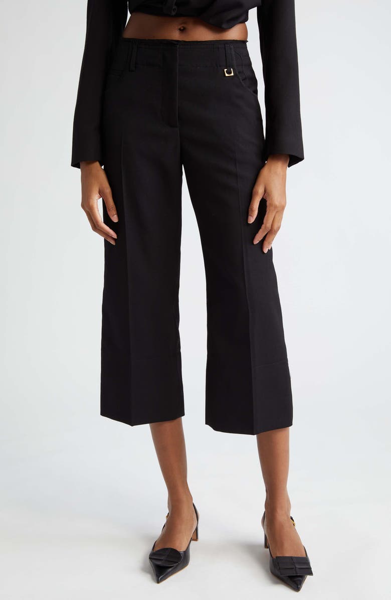 Jacquemus Corto Crop Flare Virgin Wool Pants, Main, color, 