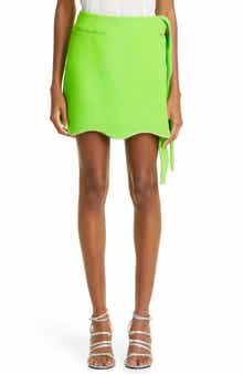 Crystal Trim Wool Wrap Miniskirt