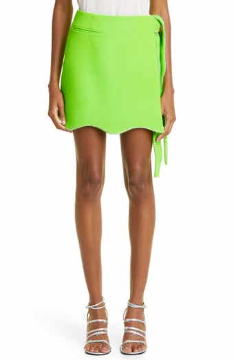 Crystal Trim Wool Wrap Miniskirt