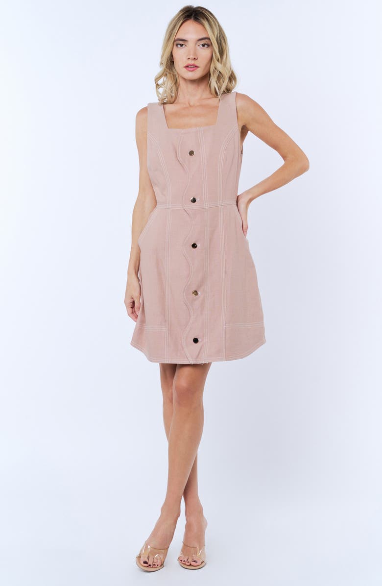 CIEBON Alanni Topstitch Detail Cotton Blend Dress, Alternate, color, Clay