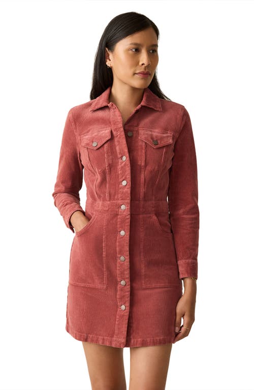 Faherty Michelle Long Sleeve Stretch Corduroy Shirtdress In Pink