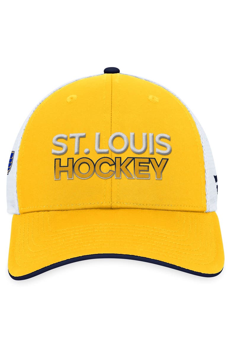Men's Fanatics Branded Gold St. Louis Blues Authentic Pro Rink Trucker Adjustable Hat, Alternate, color, Gold