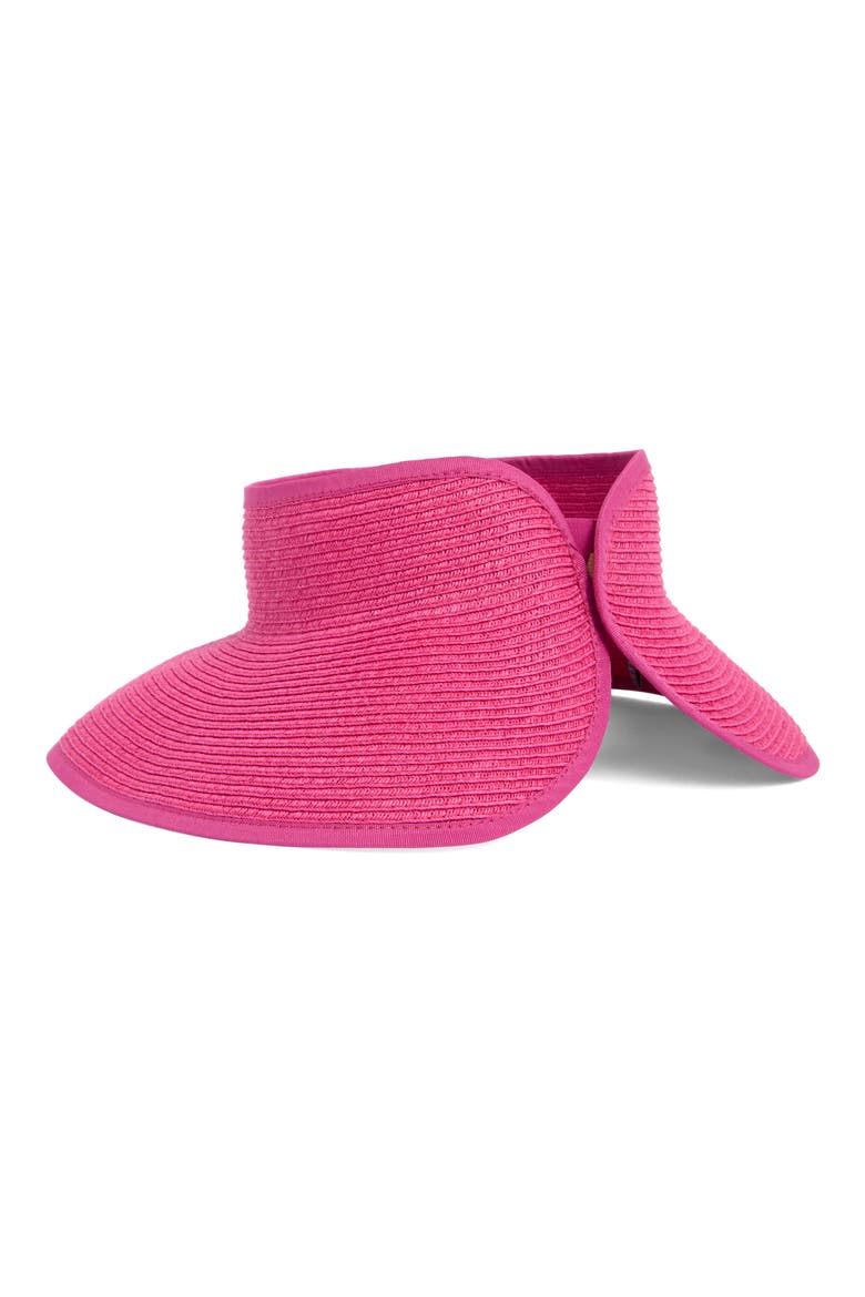 Roll-Up Straw Visor, Alternate, color, FUCHSIA