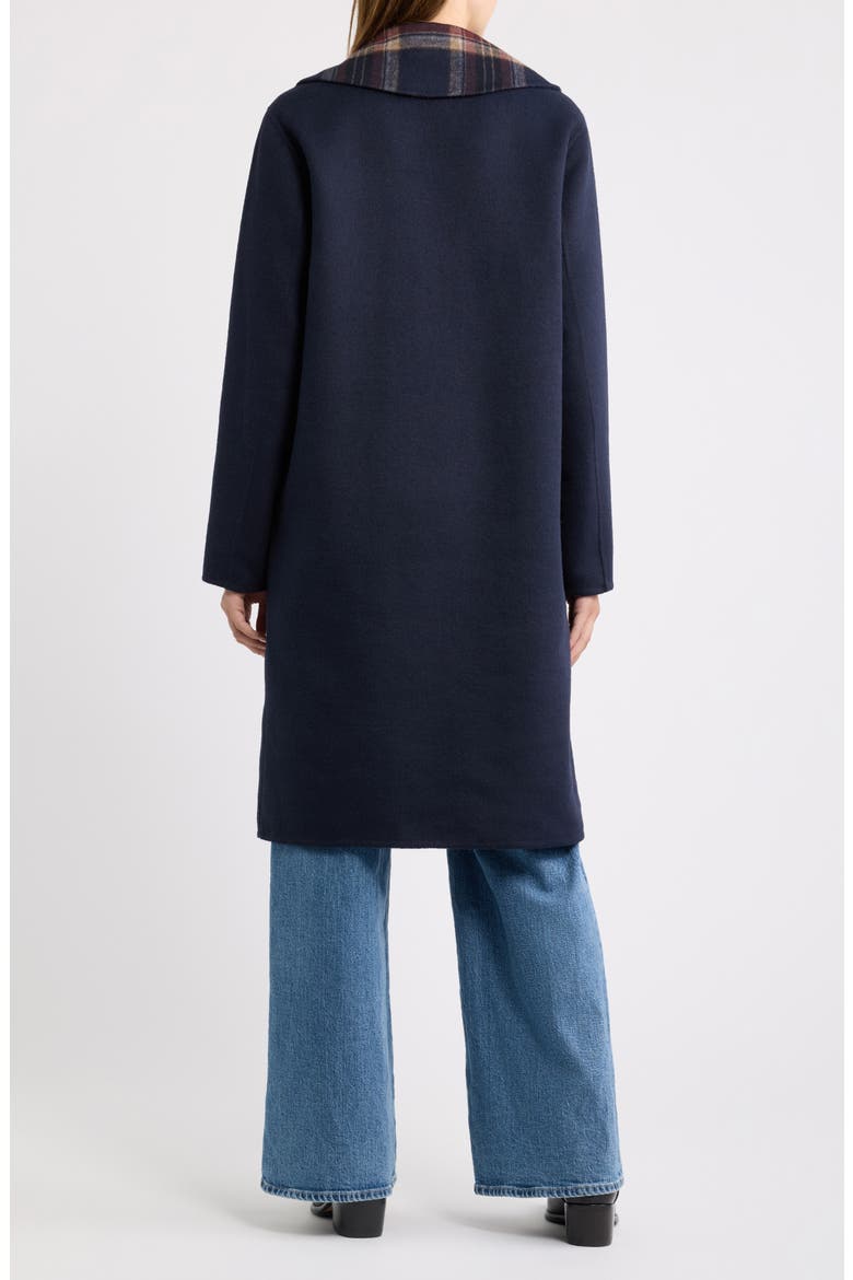Funnel Collar Coat, Alternate, color, NAVY/ PLAID