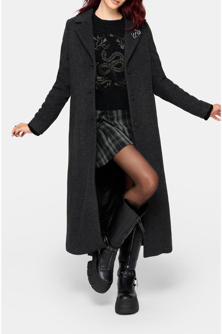 Albina Snake Pin Longline Coat, Alternate, color, Charcoal