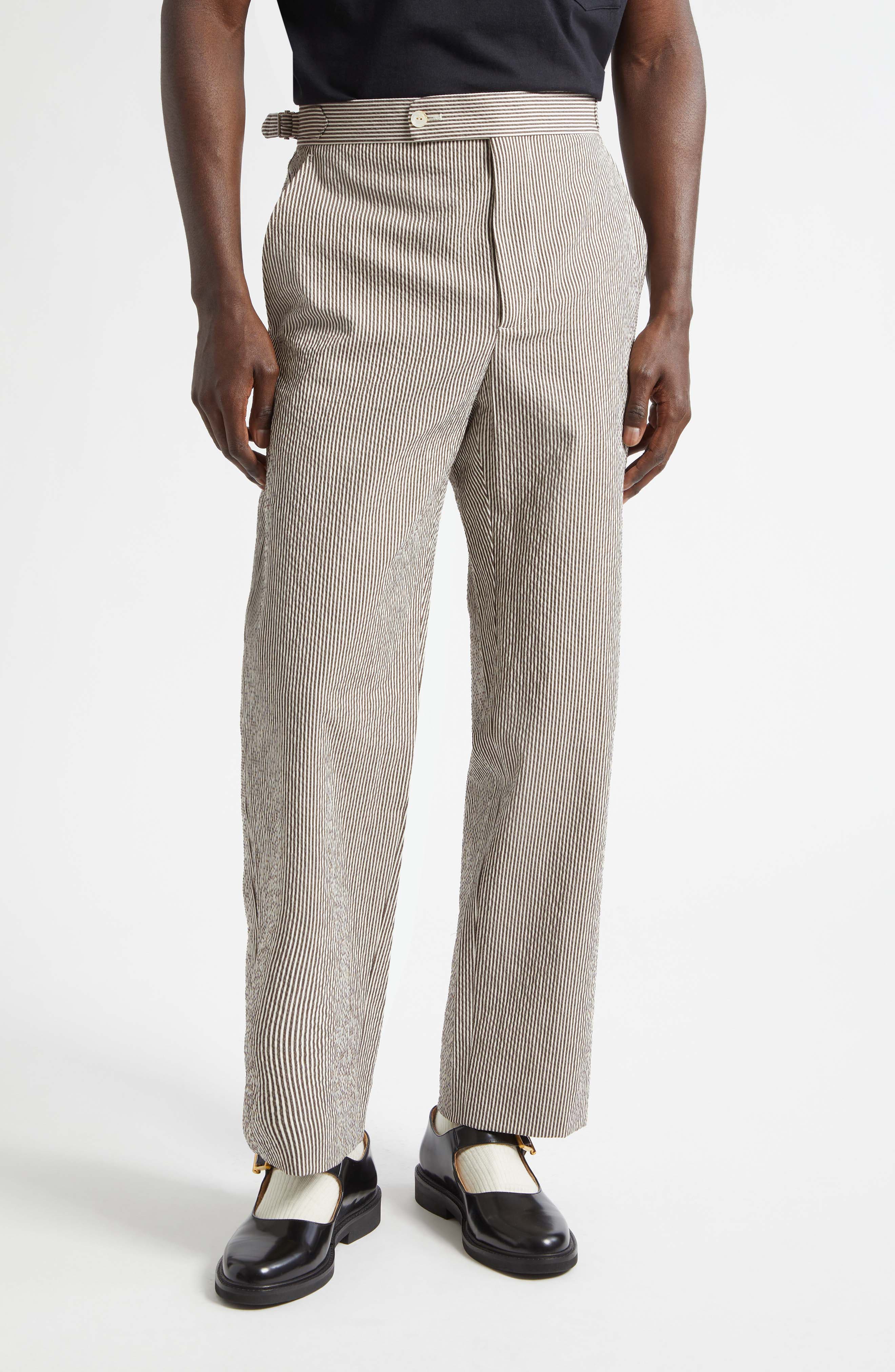 Cafe Stripe Seersucker Trousers