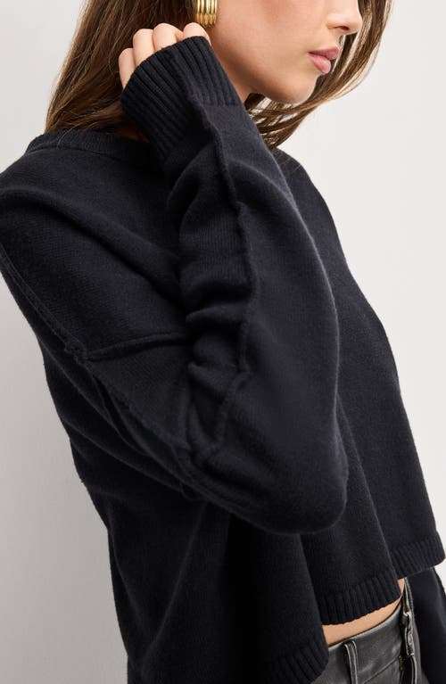 Good American Cropped Crewneck Sweatshirt In Black