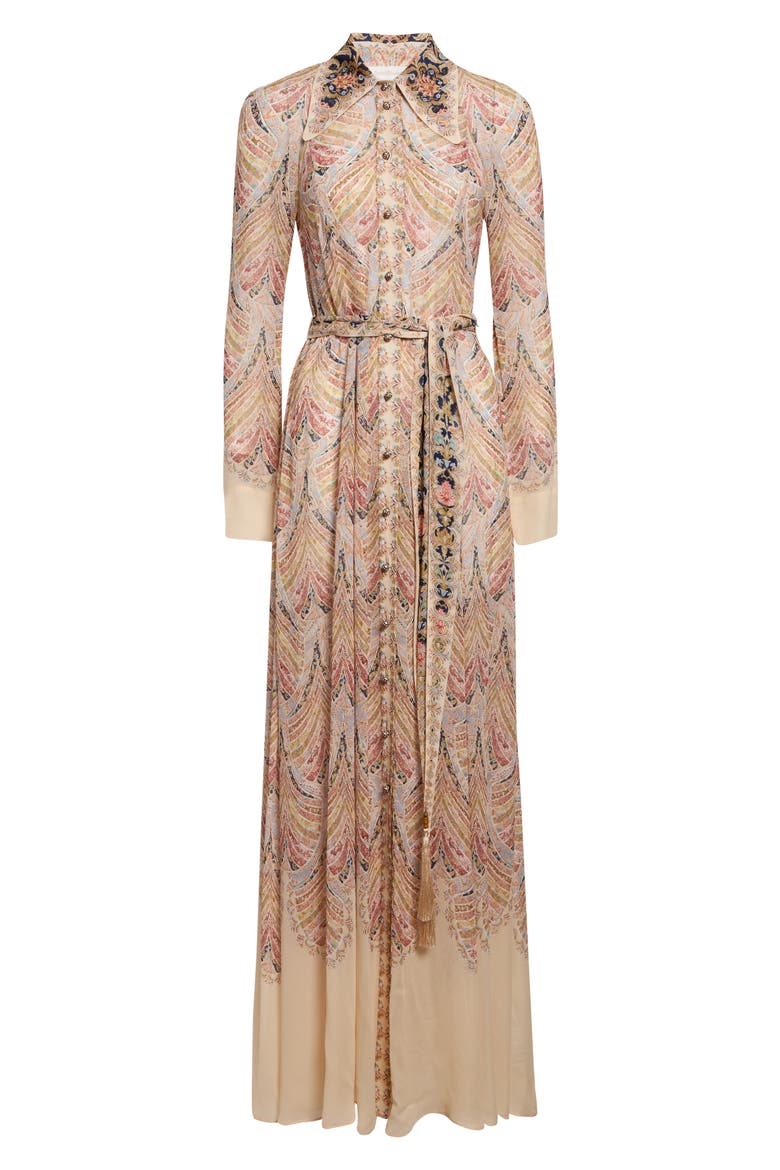 Valiant Deco Print Long Sleeve Maxi Shirtdress, Main, color, DECO MULTI
