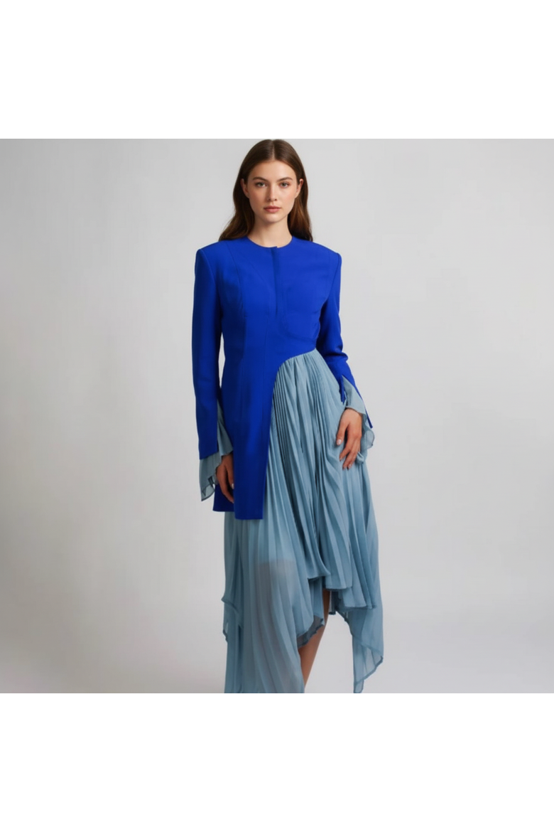 Raye Pleated Gown, Alternate, color, Blue