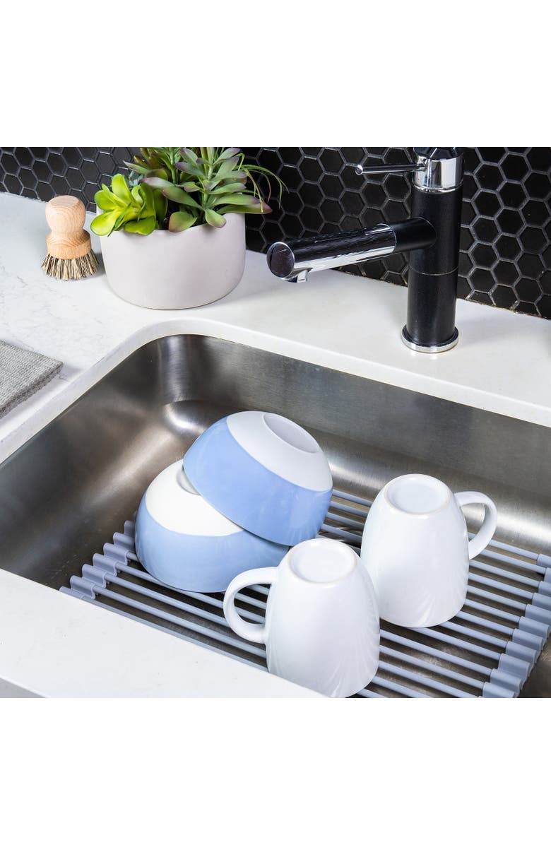 Better Houseware Multipurpose Roll Up Rack, Silicone coated Stainless Steel, Medium, Alternate, color, Gray