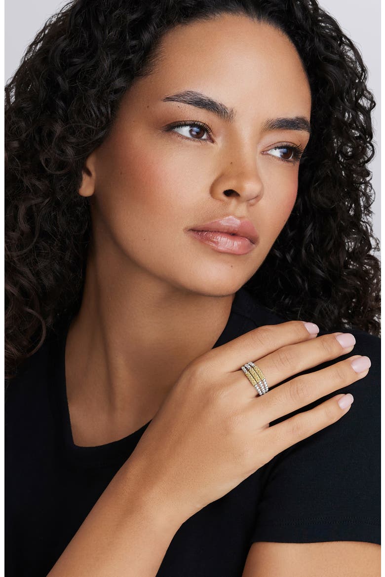 Two-Tone Caviar Three Row Ring, Alternate, color, GOLD