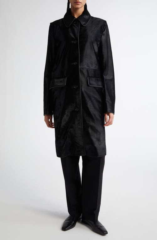 Shop Totême Toteme Genuine Calf Hair Coat In Black