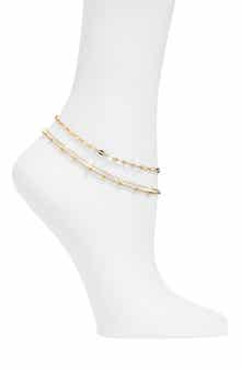 NORDSTROM RACK Demi Fine Faux Pearl Multi Strand Anklet
