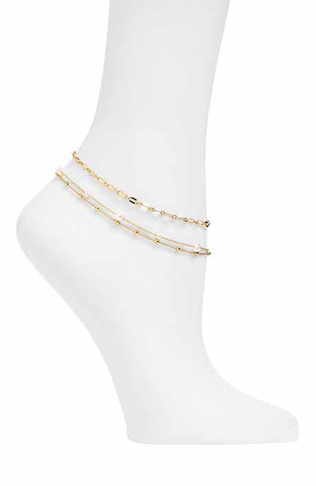 NORDSTROM RACK Demi Fine Faux Pearl Multi Strand Anklet