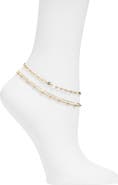 NORDSTROM RACK Demi Fine Faux Pearl Multi Strand Anklet
