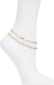 NORDSTROM RACK Demi Fine Faux Pearl Multi Strand Anklet