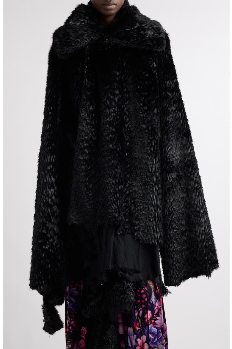 Deconstructed Asymmetric Faux Fur Jacket, Main, color, 1000 BLACK