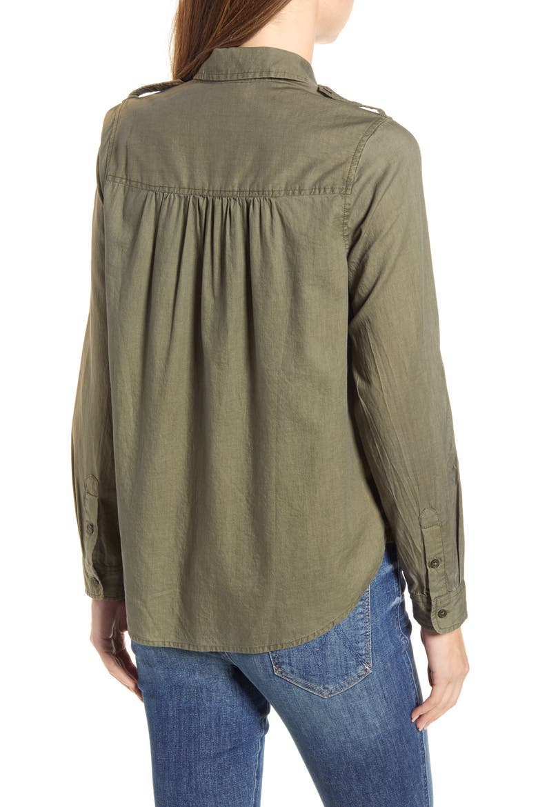 Laura Cotton Twill Utility Shirt, Alternate, color, BURNT OLIV