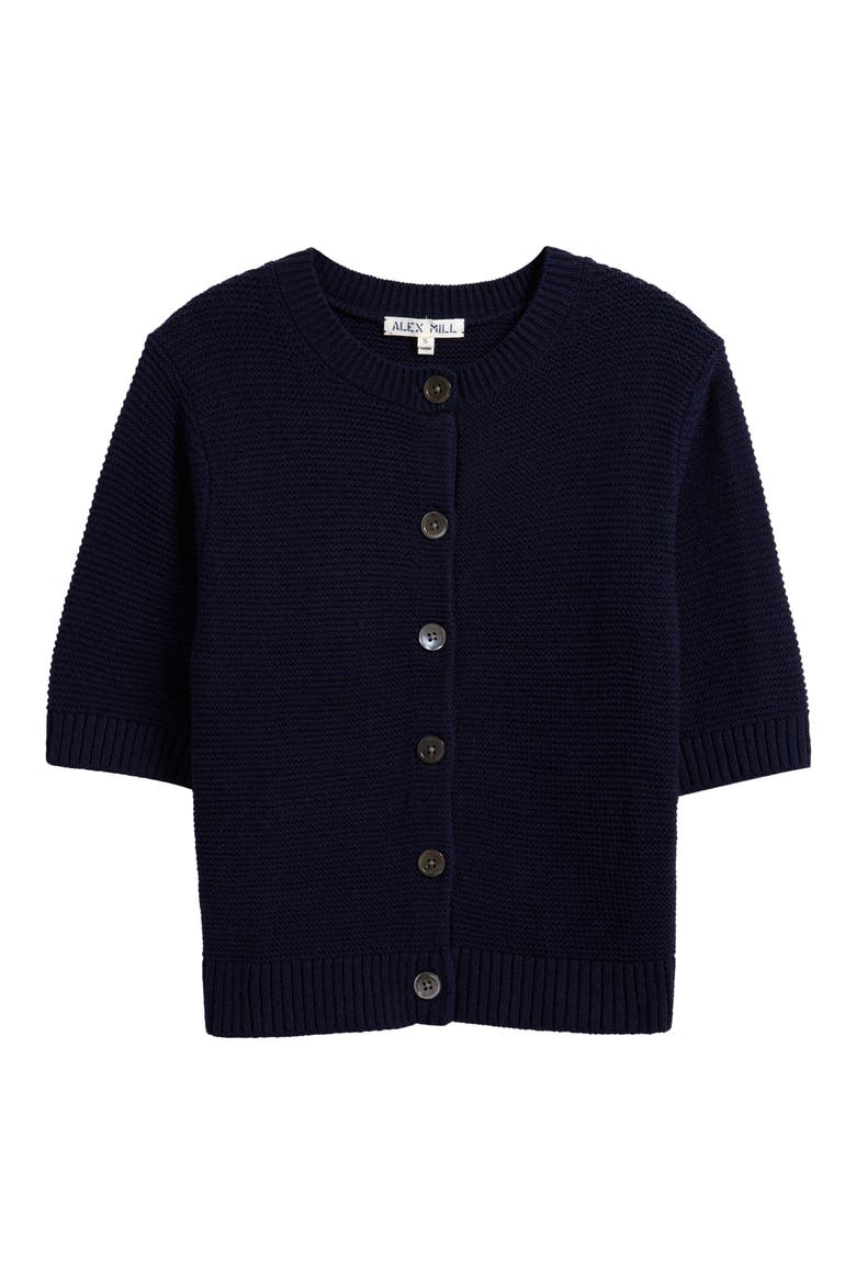 Elle Elbow Sleeve Linen & Cotton Button-Up Sweater, Alternate, color, NAVY NIGHT