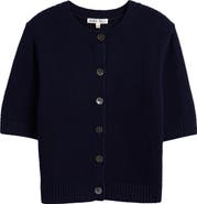 Alex Mill Elle Elbow Sleeve Linen & Cotton Button-Up Sweater