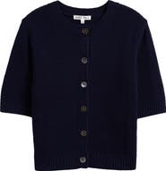 Alex Mill Elle Elbow Sleeve Linen & Cotton Button-Up Sweater