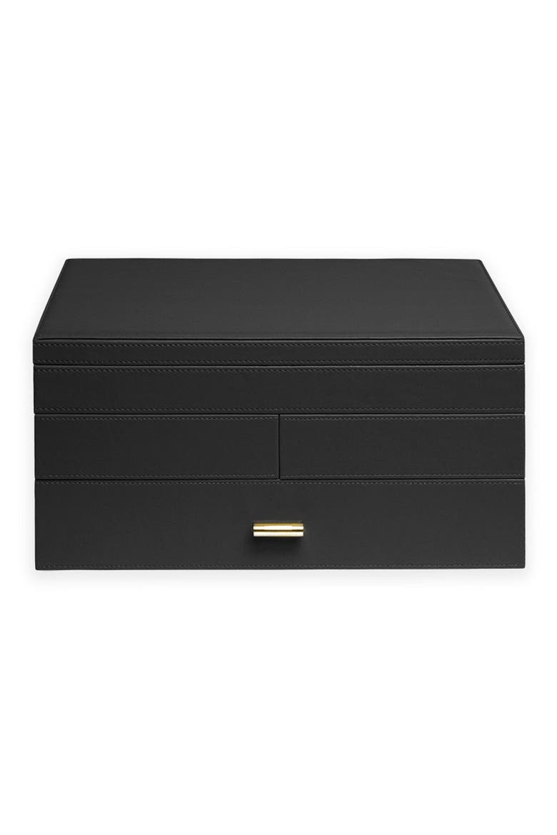 Large Jewelry Box, Main, color, BLACK/ IVORY