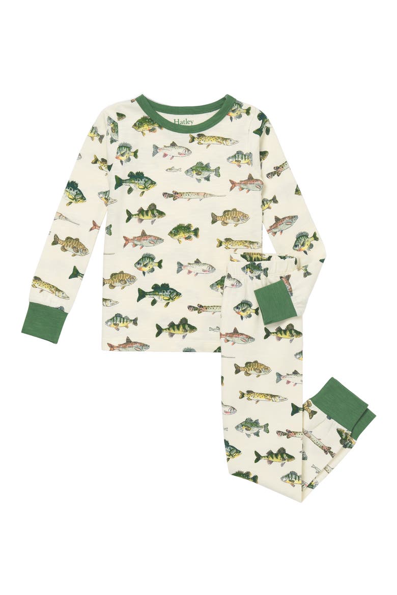 Kids' Real Fish Fitted Two-Piece Pajamas, Main, color, NATURAL