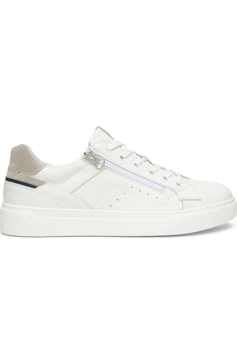 NeroGiardini Low Top Side Zip Sneaker, Alternate, color, White