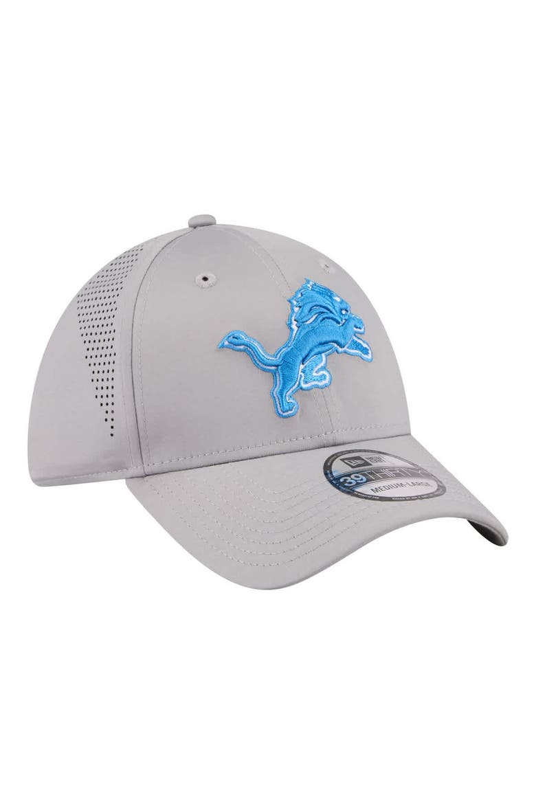 Men's New Era  Gray Detroit Lions Perforated 39THIRTY Flex Hat, Alternate, color, Gray
