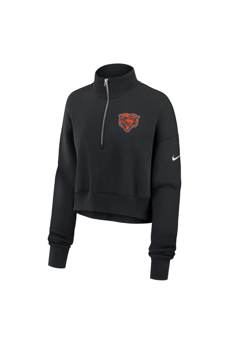 Women's Nike Black Chicago Bears Legacy Phoenix Fleece Cropped Half-Zip Sweatshirt, Alternate, color, Black