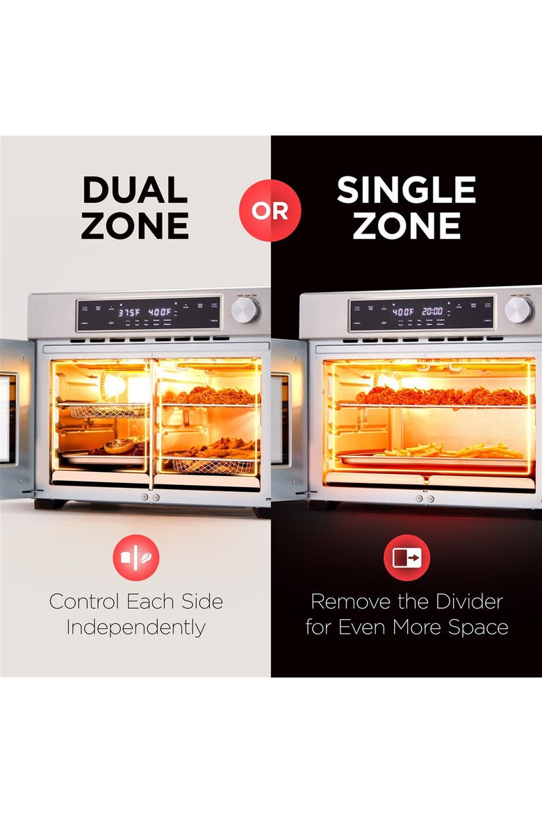 Dual Zone 10-in-1 Air Fryer & Toaster Oven - Up to 450°, 1800W Temperature Control, Alternate, color, Silver