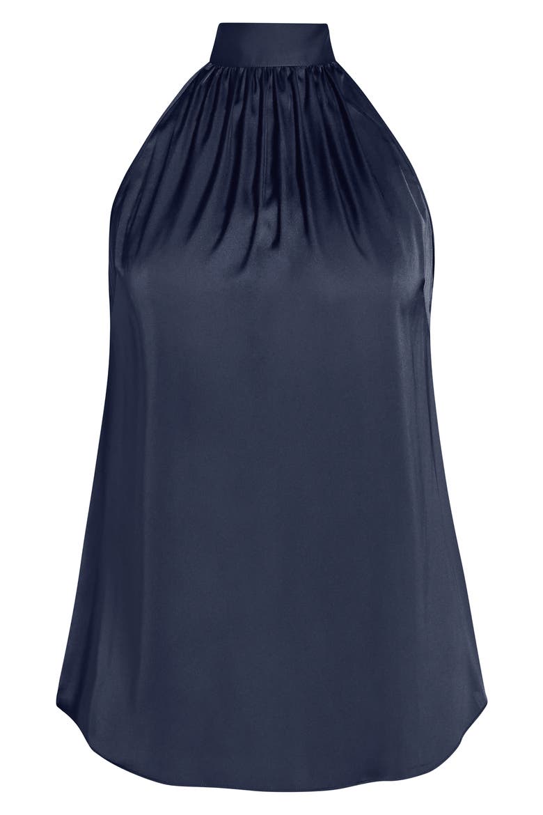 Eileen Sleeveless Satin Top, Alternate, color, NAVY