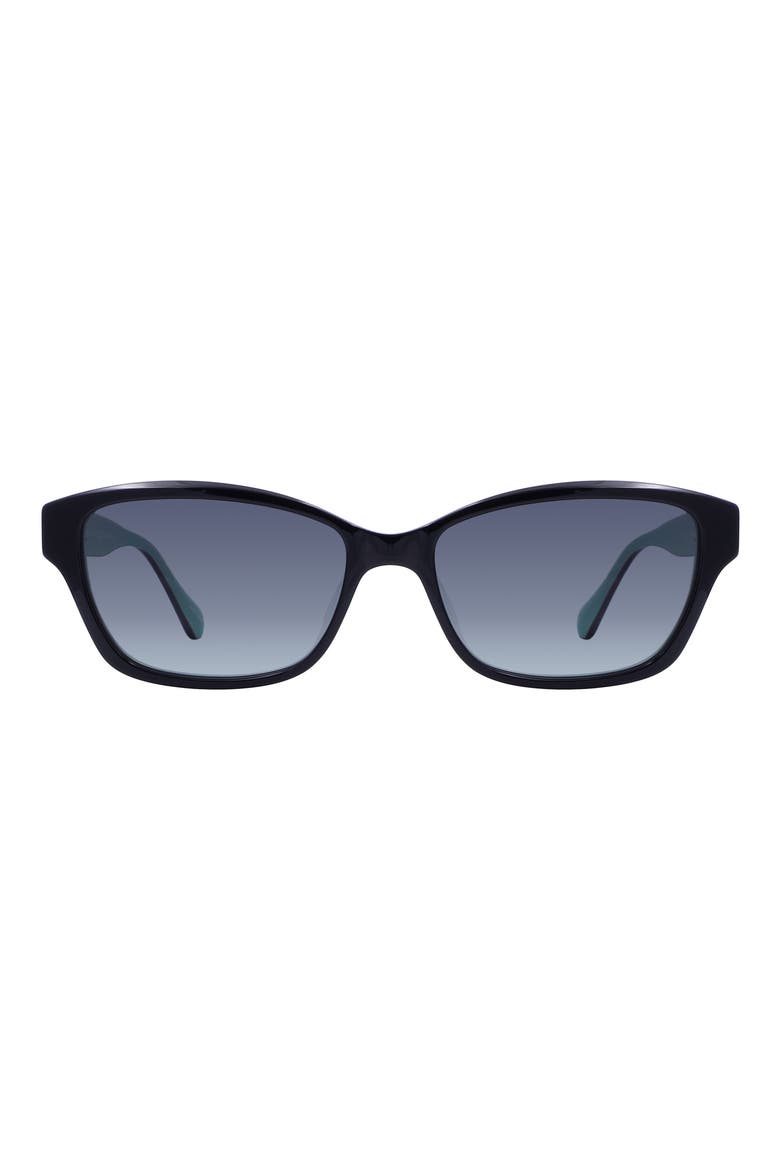 ayla 53mm gradient rectangular sunglasses, Main, color, BLACKGREEN/ DARK GREY SF