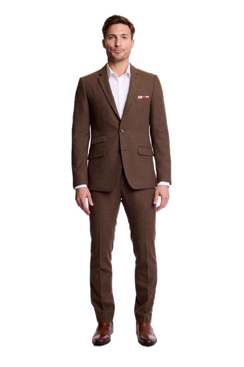 Dover Slim Notch Tweed Suit Jacket, Alternate, color, BROWN TWEED