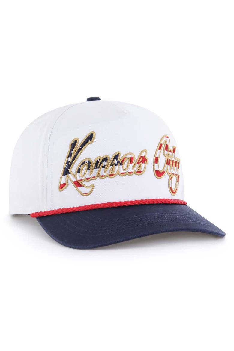 Men's '47 White Kansas City Royals Patriotic Overhand Hitch Adjustable Hat, Alternate, color, White