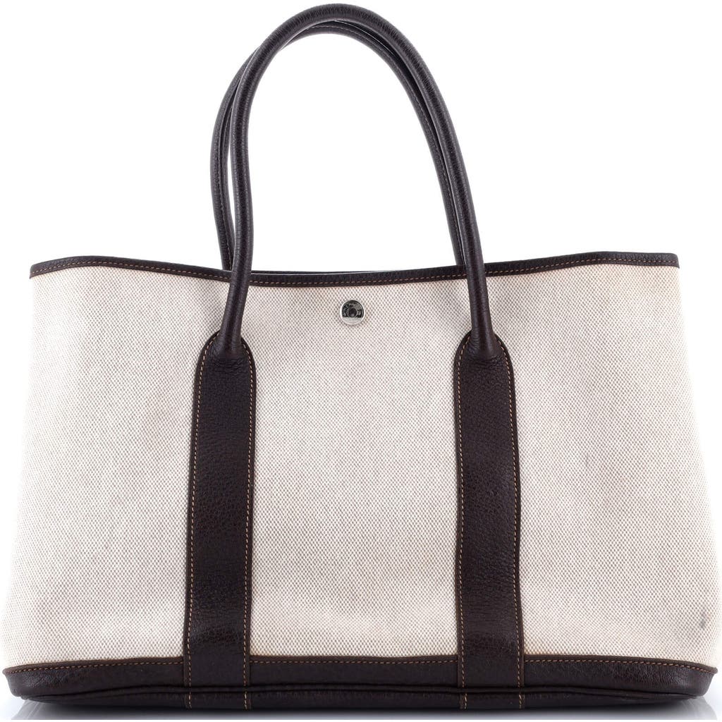 Pre-owned Hermes Hermes Garden Party Tote Toile And Leather 36