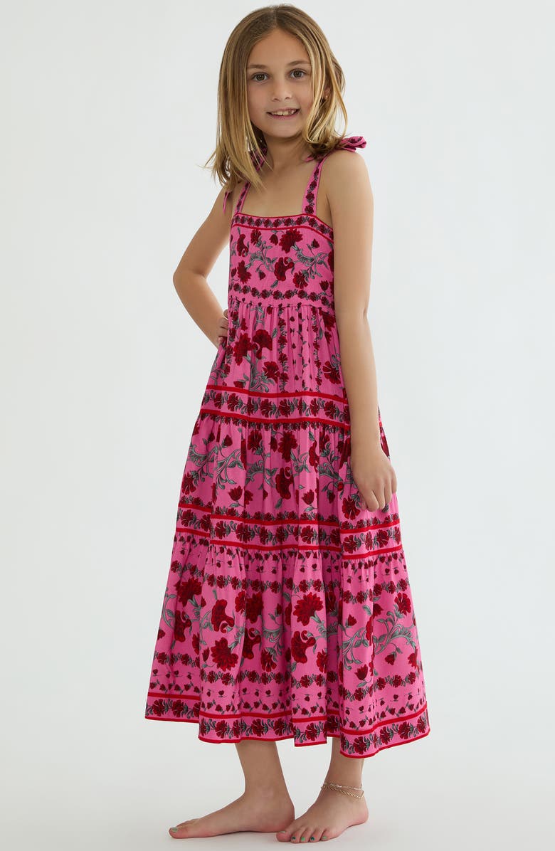 Beach Riot Kids' Floral Tiered Dress, Alternate, color, Redwood Floral