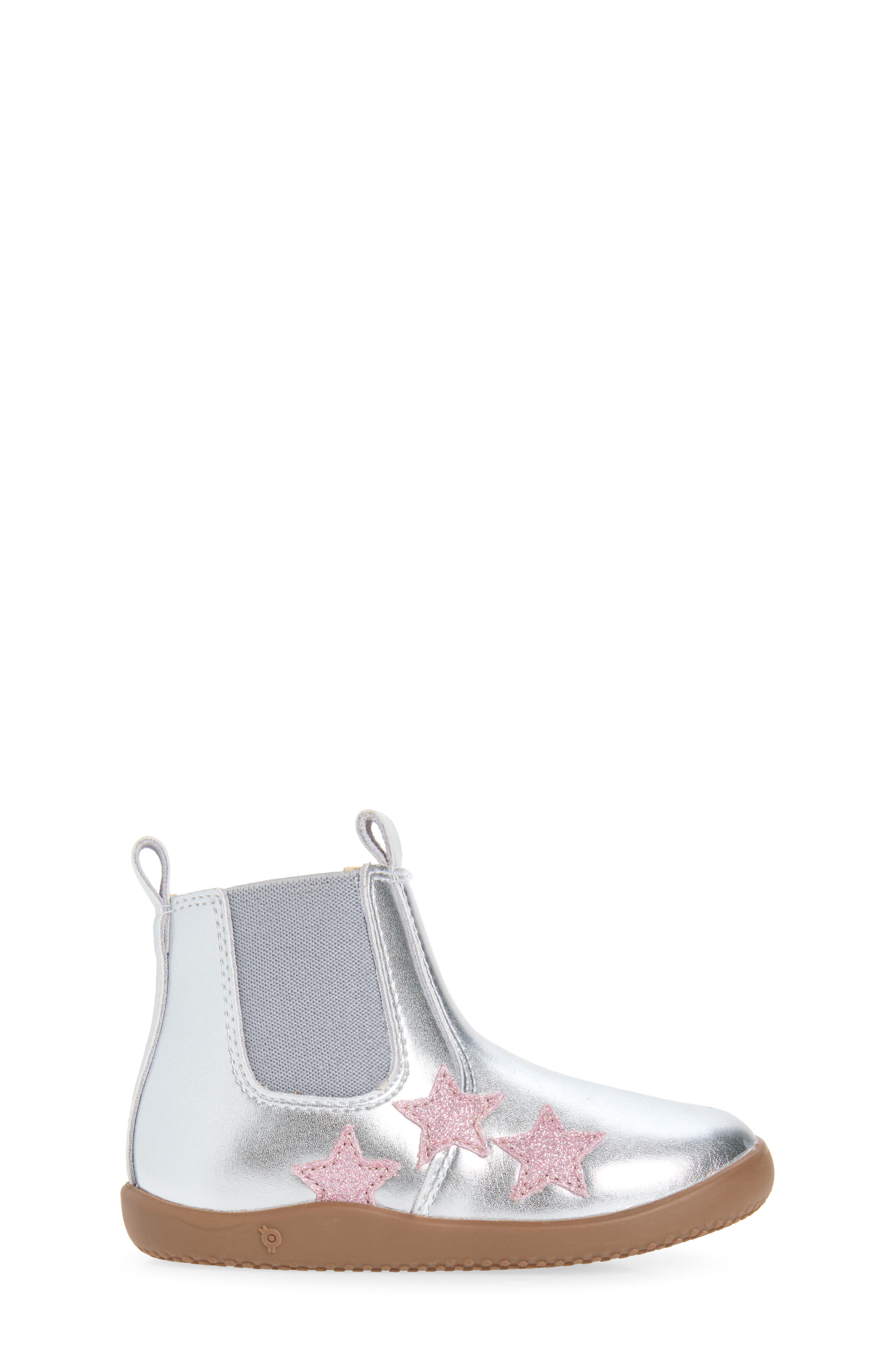 Kids' Podium Leather Boot, Alternate, color, SILVER / GLAM PINK