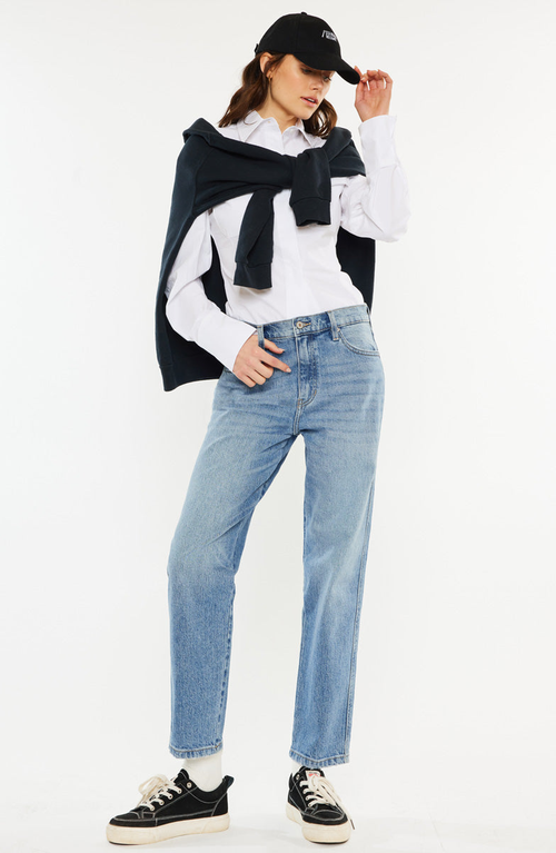 Kancan Gabby High Rise Slouch Fit Jeans In Medium Wash