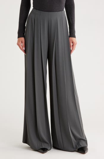 L'agence Nova Mid-rise Wide-leg Pleated Pants In Gray