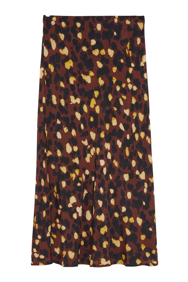 Fluid Viscose Long Skirt, Alternate, color, Brown
