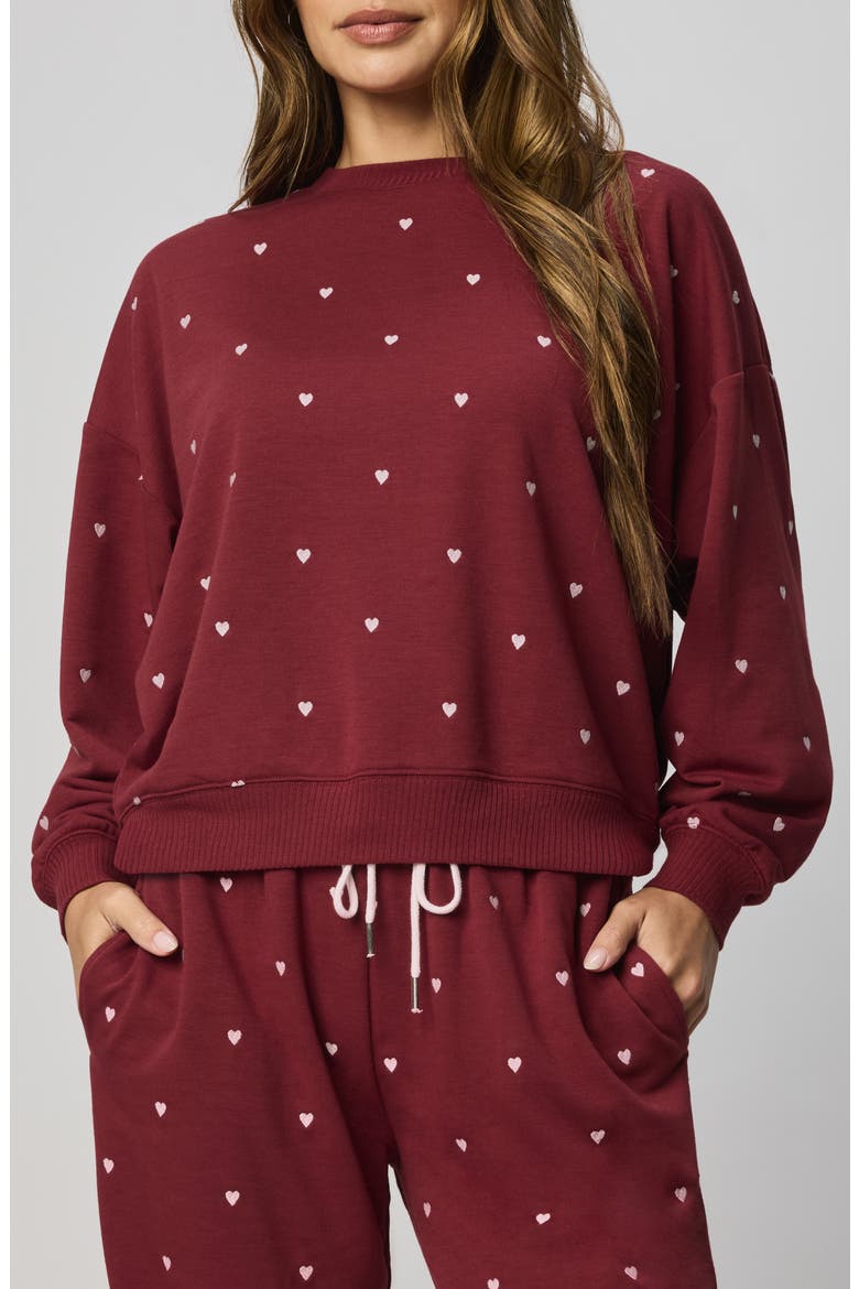 Love Embroidered Lounge Sweatshirt, Main, color, RED/ WHITE ROSE
